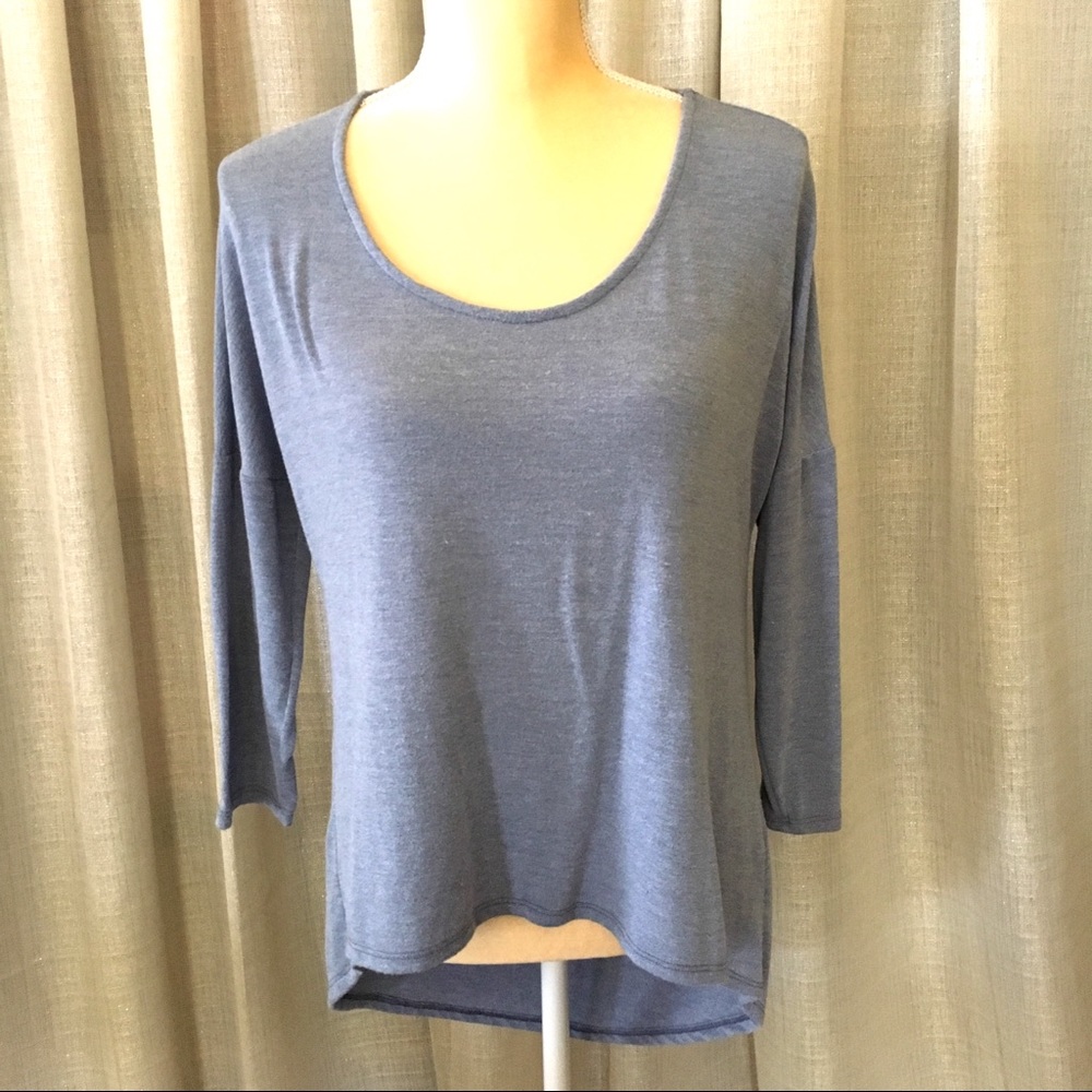 See You Monday Gray Dropped Shoulder High Low Top
